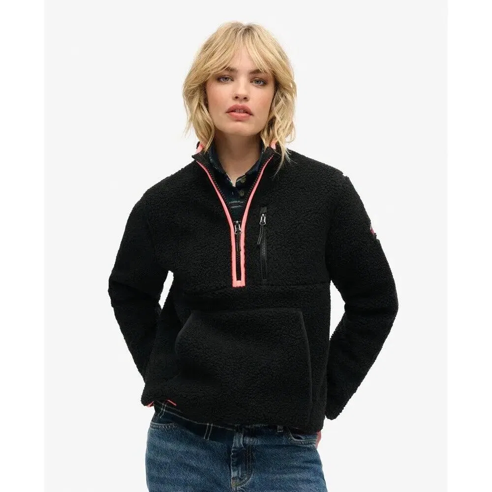 Женская флисовая кофта с полузастежкой Superdry Outdoor, Schwarz — фото 2