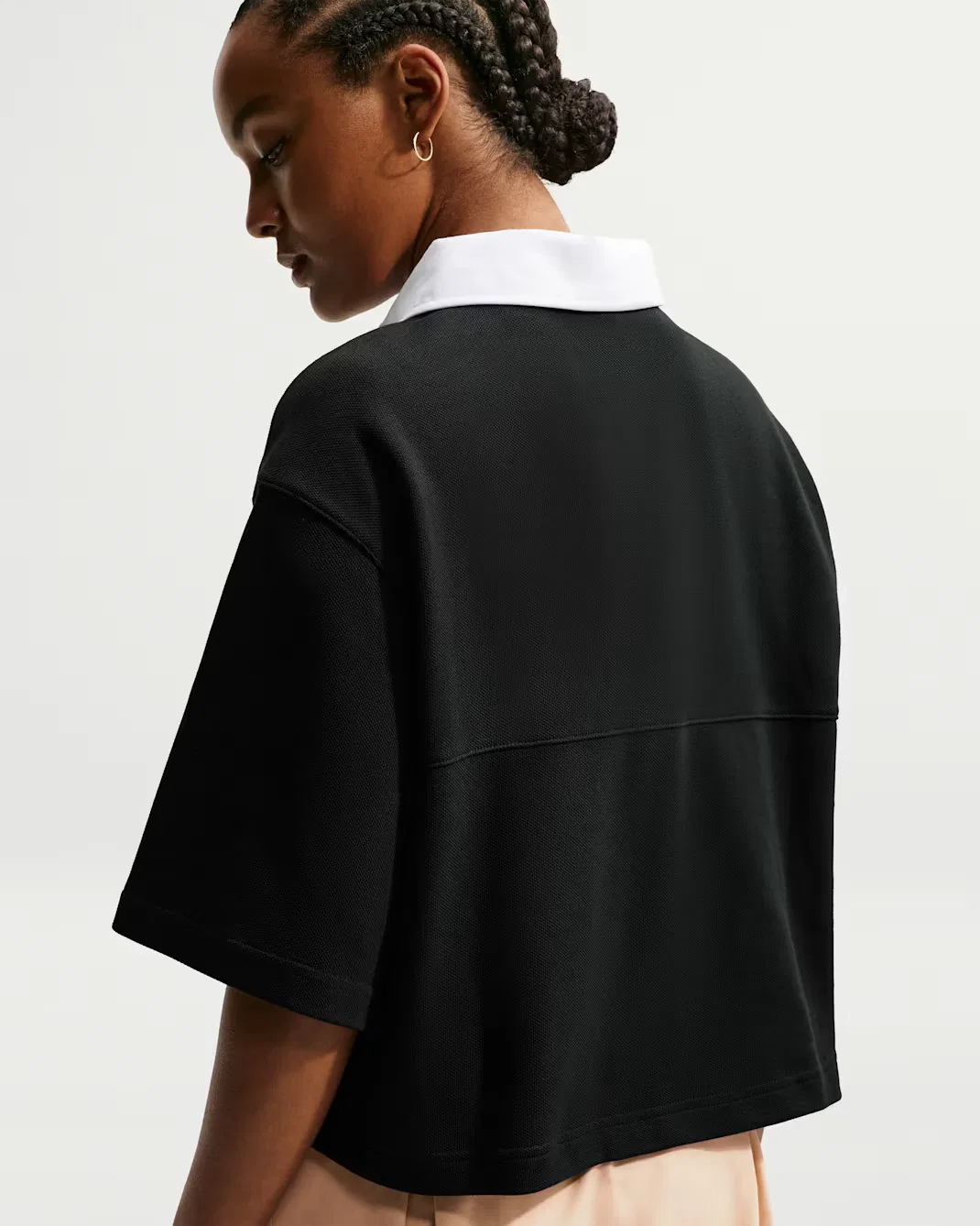 Женская поло-рубашка оверсайз с коротким рукавом Nike Sportswear, Black/Black/Black/White — фото 2