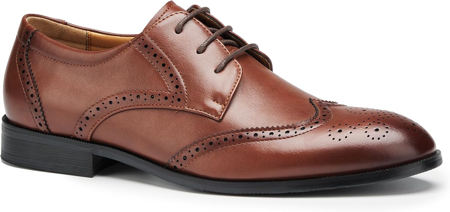 

Мужские классические оксфорды, круглый носок, перфорированные детали, резиновая подошва, деловой формальный стиль Generic, коричневый