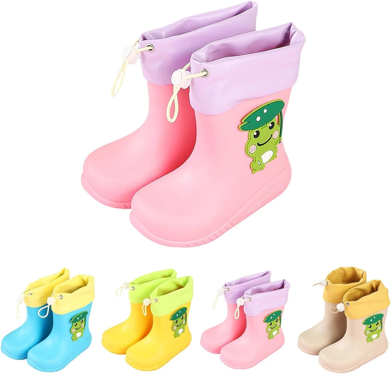 Детские сапоги дождевые с принтом динозавров Boys Girls Dinosaur Rain Boots, Pink — фото 4