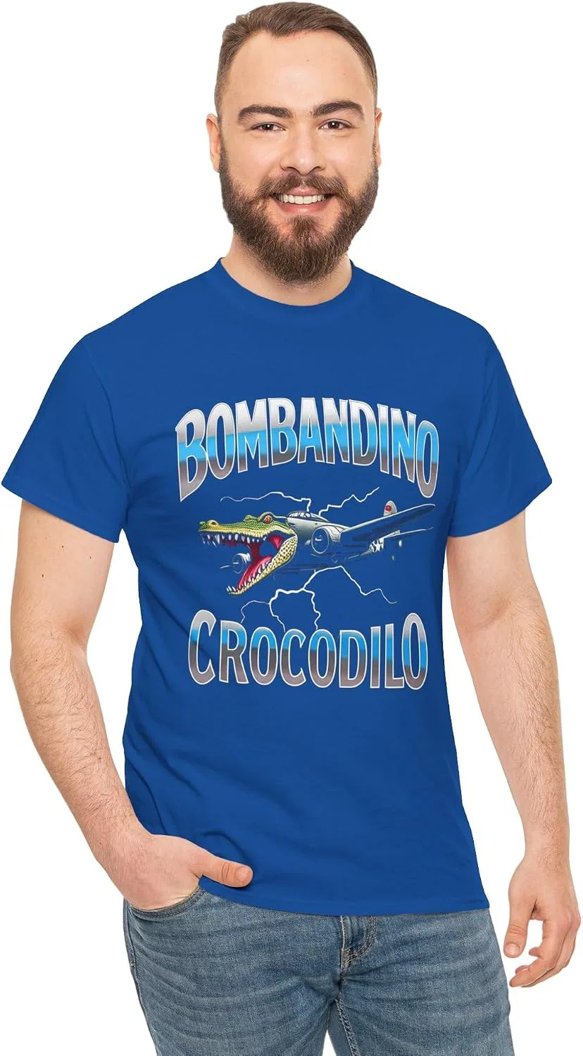 Мужская футболка с принтом Bombandino Crocodilo, королевский синий — фото 2