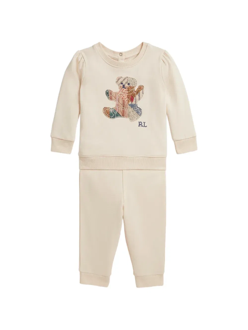Спортивный костюм в технике пэчворк Polo Ralph Lauren Kids, бежевый