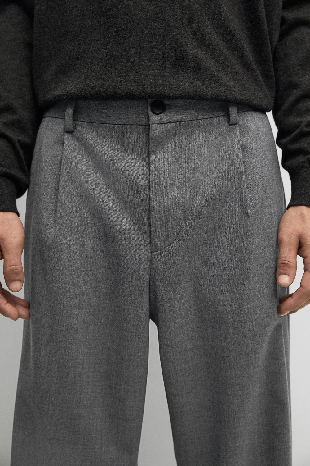 Брюки Massimo Dutti, приталенный силуэт, средне-серый — фото 4
