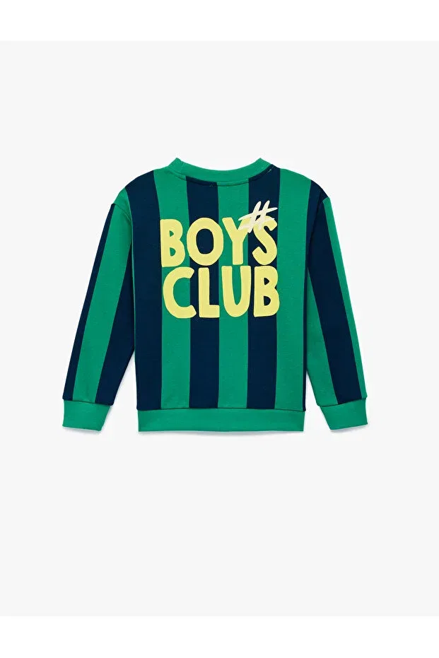 Детские свитшот с принтом для мальчиков Koton, Green Striped — фото 3