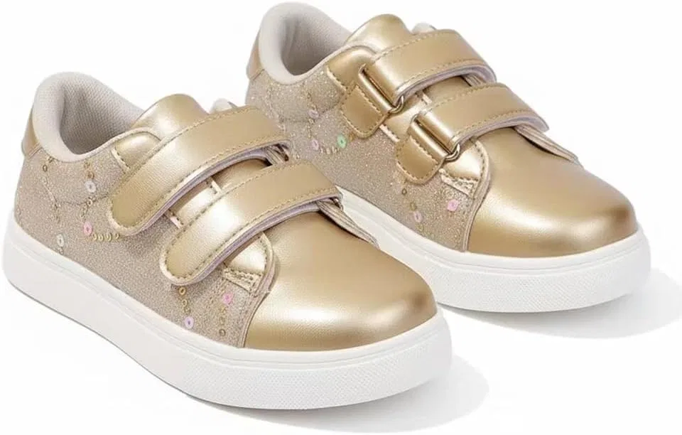 Детские кроссовки для девочек с блестками Sparkly Glitter Jusyruno, Gold — фото 3