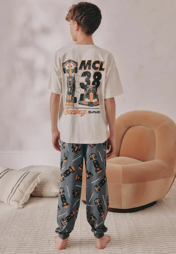 Комплект пижамы с принтом Regular fit, Next, Cream, McLaren, черный/кремовый — фото 2