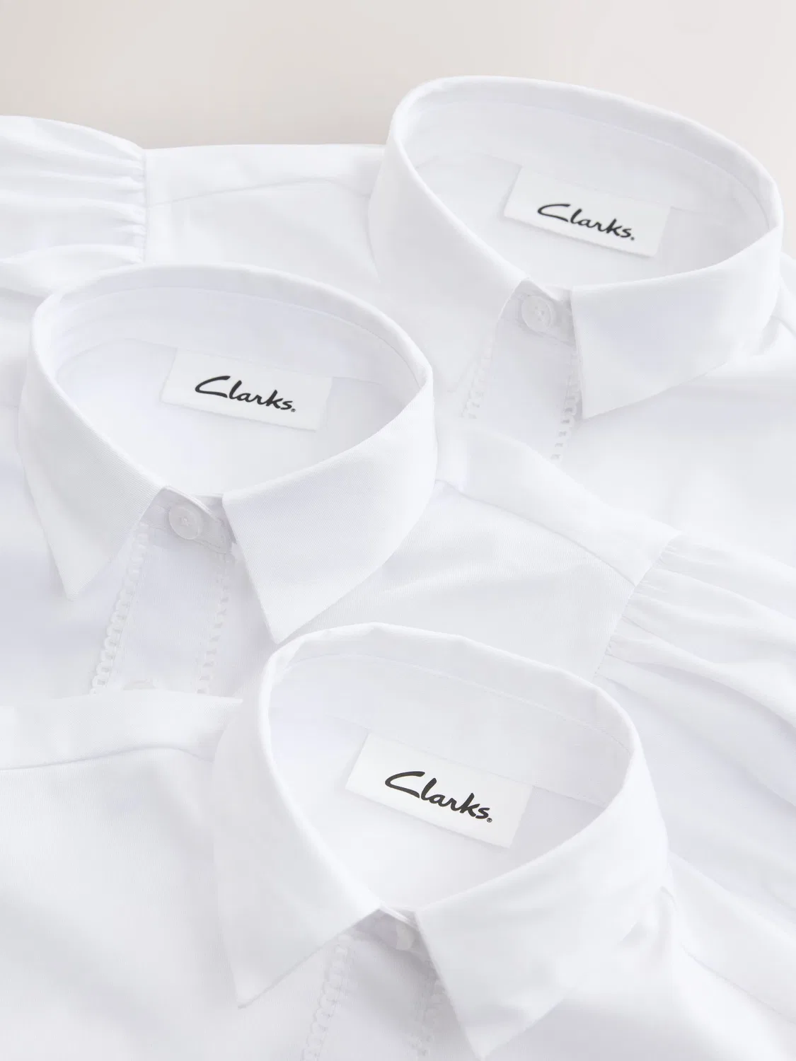 Комплект из 3 школьных рубашек с коротким рукавом, приталенные Clarks, белые — фото 4