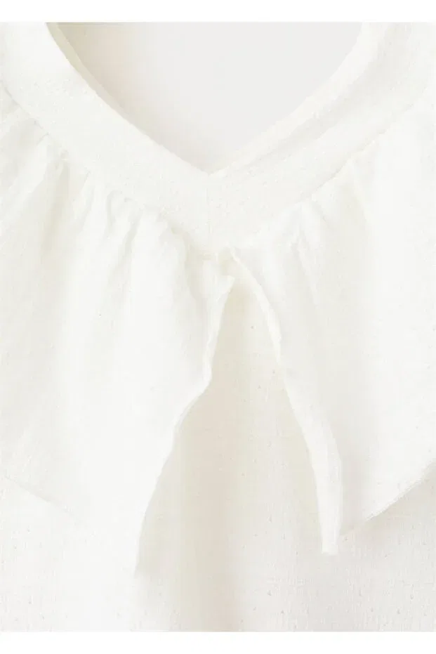 Детское платье для девочек хлопковое Mango Kids, Off White — фото 4