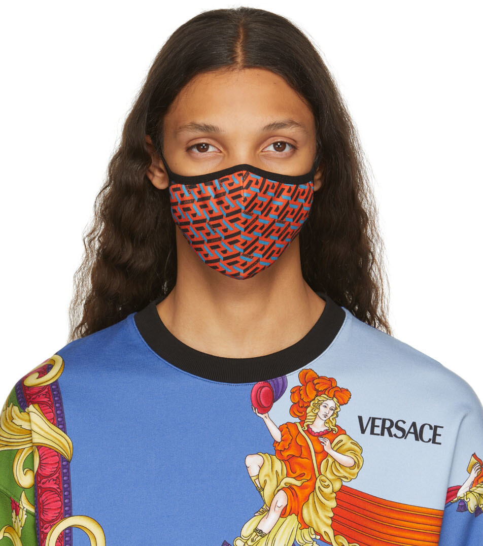 

Красно-синяя маска для лица с логотипом Versace