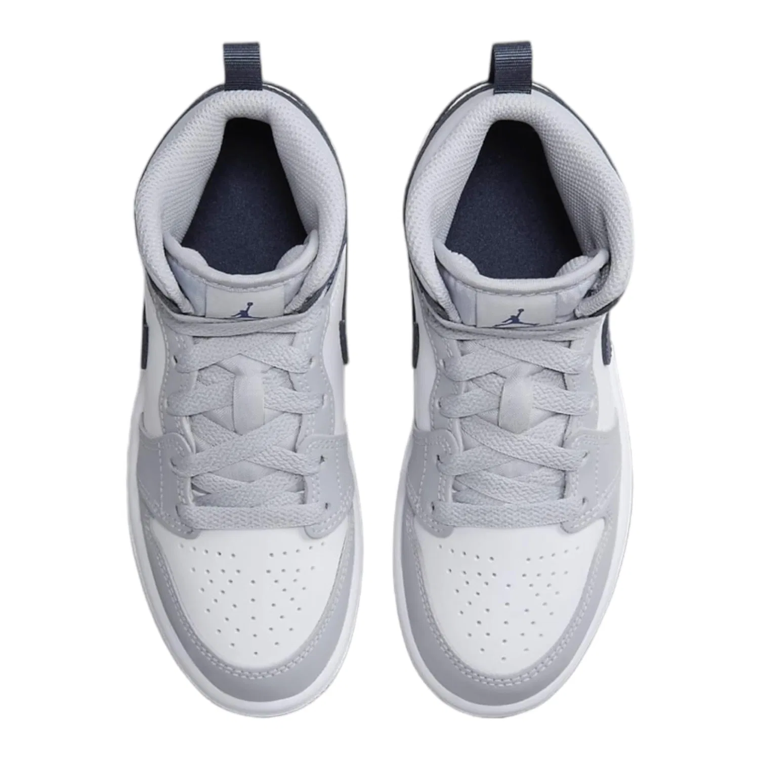 Детские кроссовки для мальчиков с принтом Jordan 1 Mid Se Craft (Ps) NIKE, White Midnight Navy Wolf Grey — фото 4