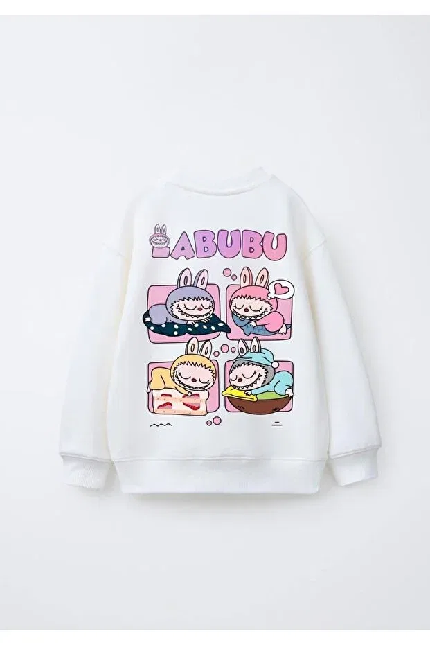 Детские свитшот для девочек с принтом 3-thread plain cotton sweatshirt Daisydolly, White — фото 2