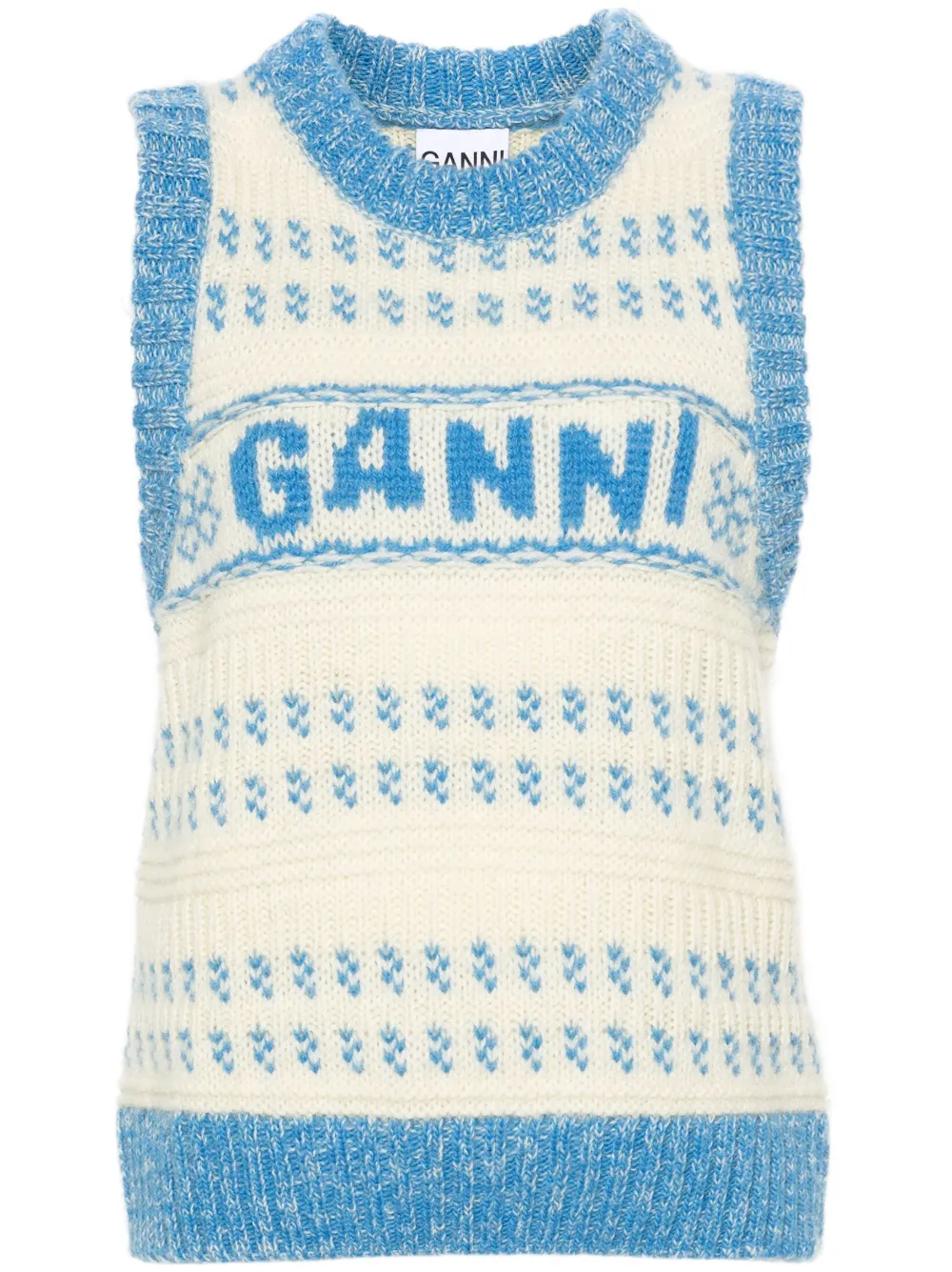

Шерстяной жилет с логотипом GANNI, белый