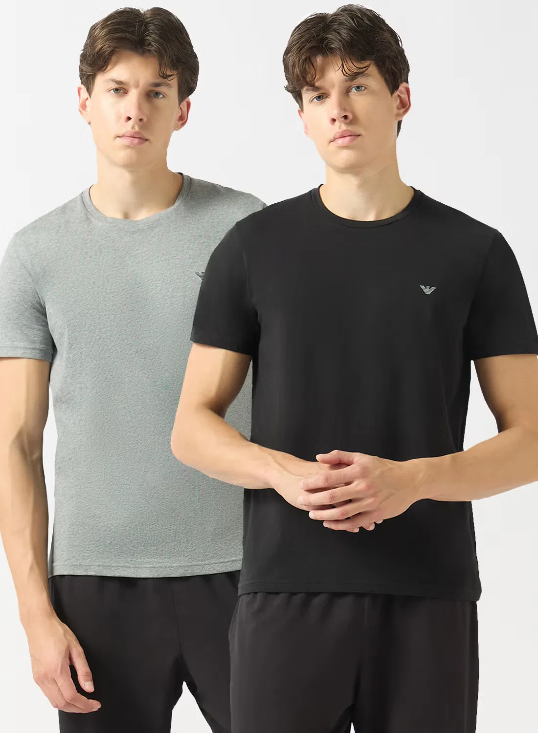 Футболка с логотипом, комплект из 2 штук, Emporio Armani, серый меланж