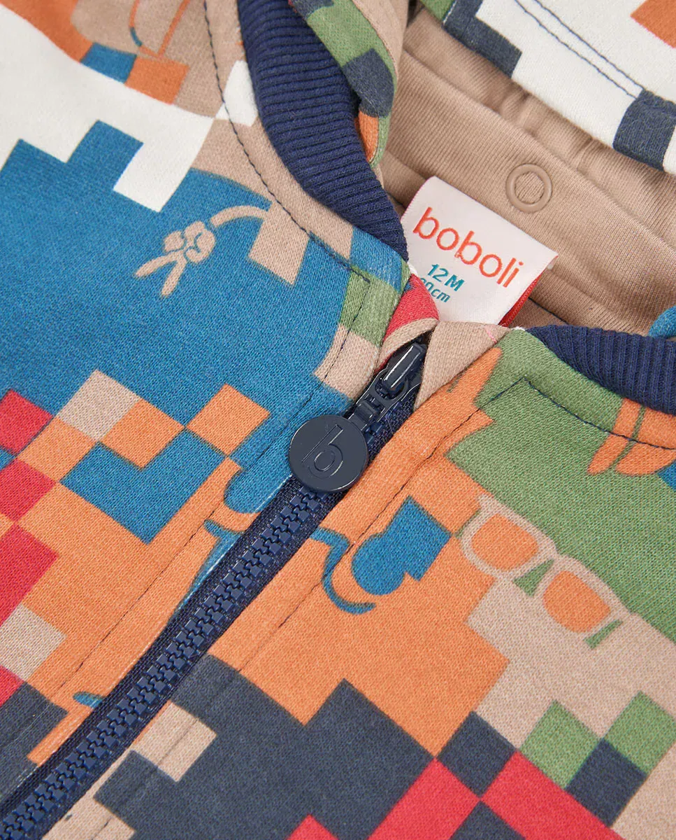 Детская куртка для мальчиков с капюшоном Pixel Print Boboli, Azul Marino — фото 2