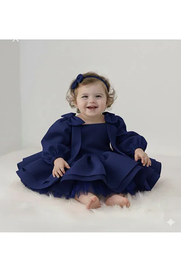 Детское платье для девочек с длинным рукавом Mirace Styl, Navy Blue