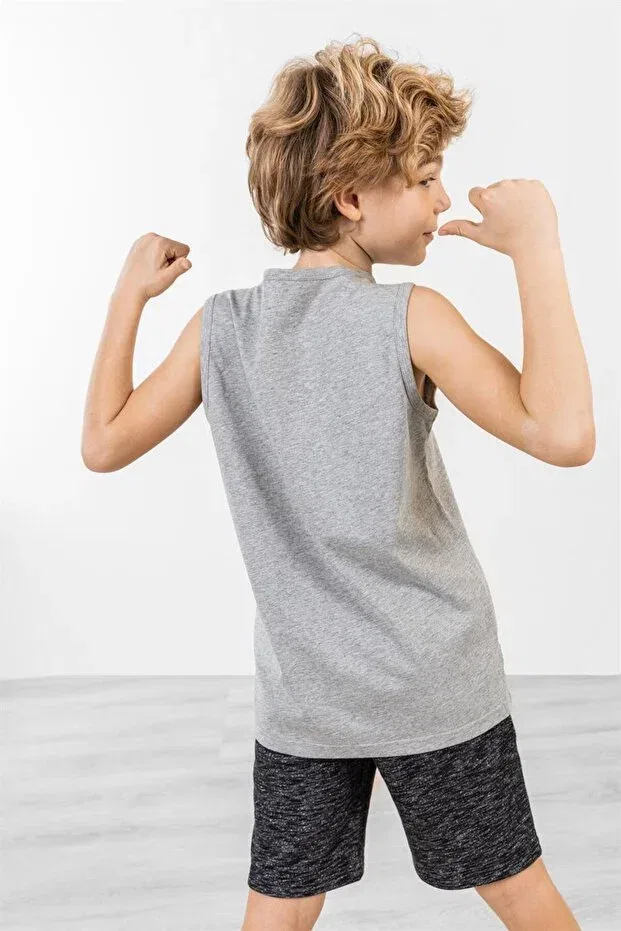 Детская футболка для мальчиков с принтом Brz Kids, Gray Melange — фото 4