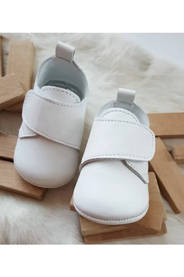 Детские мокасины из натуральной кожи с липучкой Hodore, White
