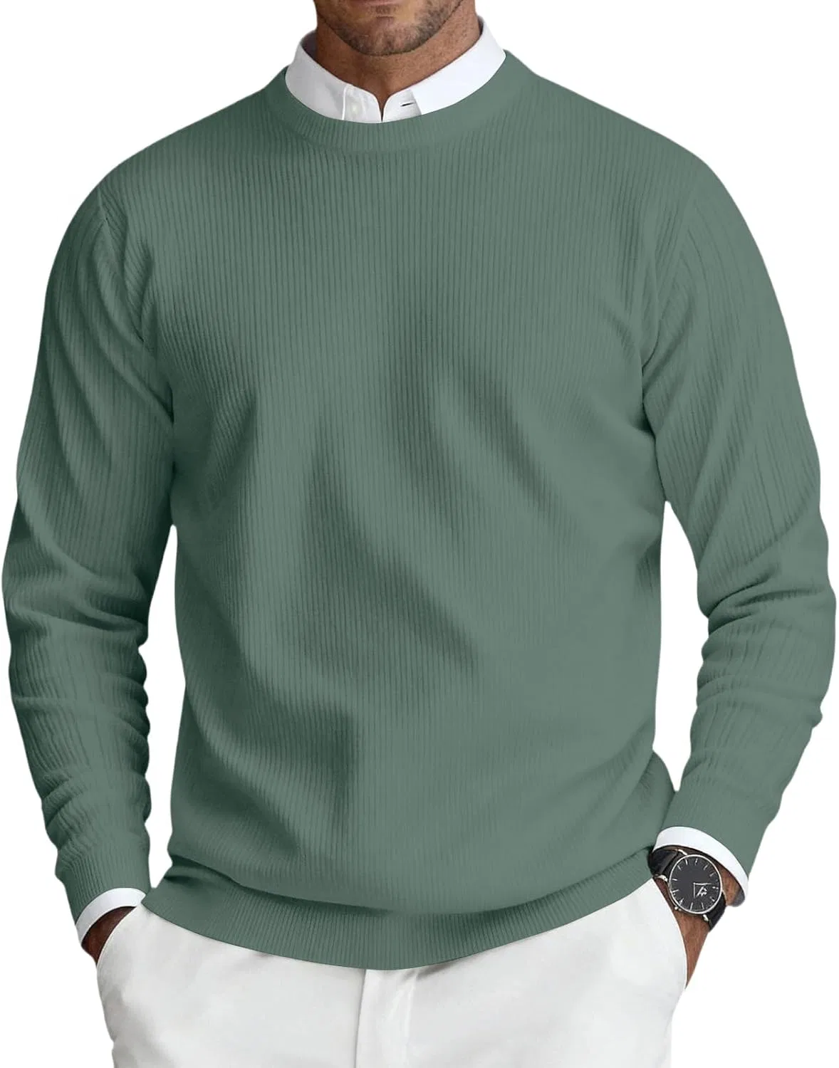 Мужская футболка с длинным рукавом Henley, Dark Green