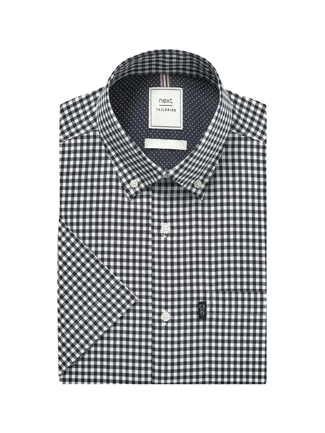 Мужская рубашка оксфорд с коротким рукавом Regular Fit NEXT, Navy Blue/White Gingham Check