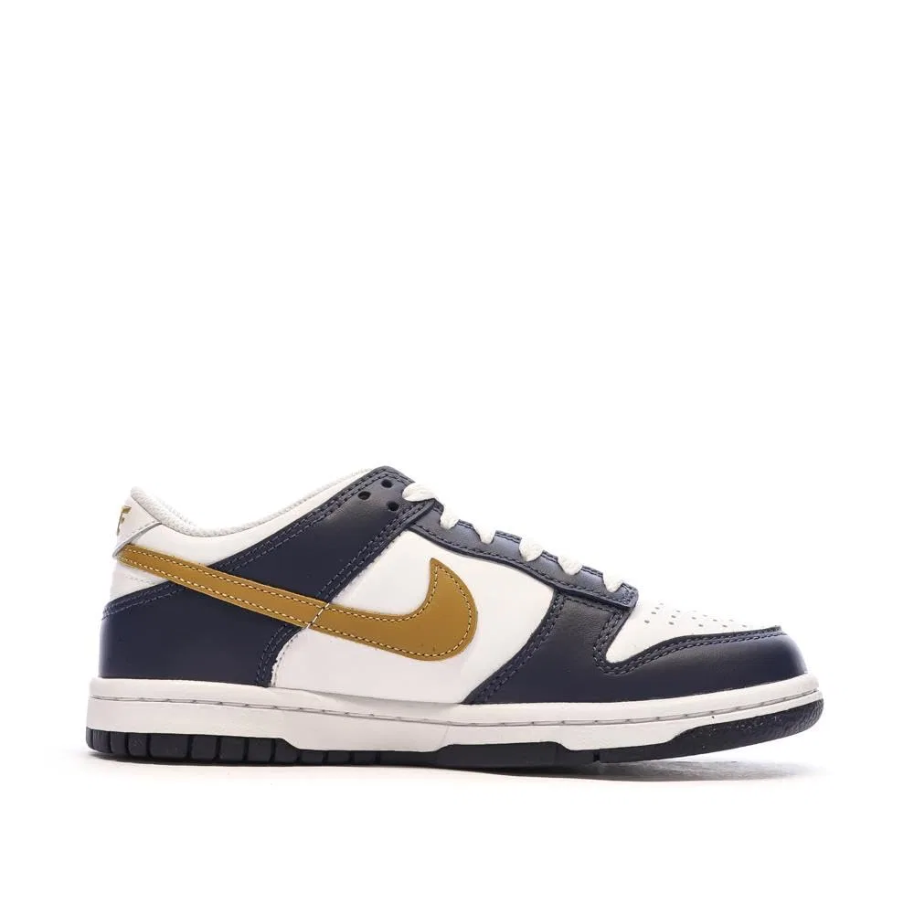 Детские кроссовки для мальчиков с принтом NIKE Dunk Low Big Kids' Shoes NIKE, White Laser Fuchsia — фото 2