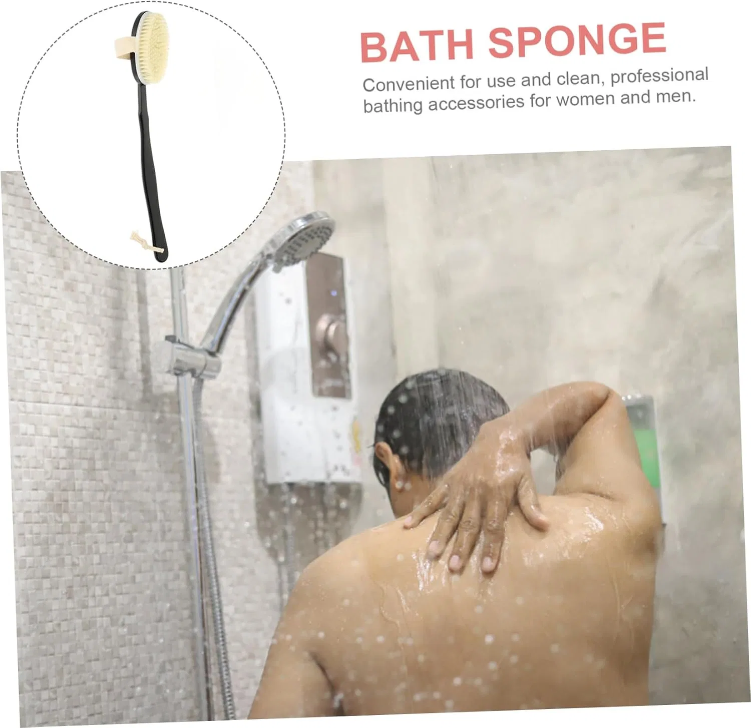 Щетка для тела с длинной ручкой, Anneome, 42 см, Black Body Scrubber — фото 4