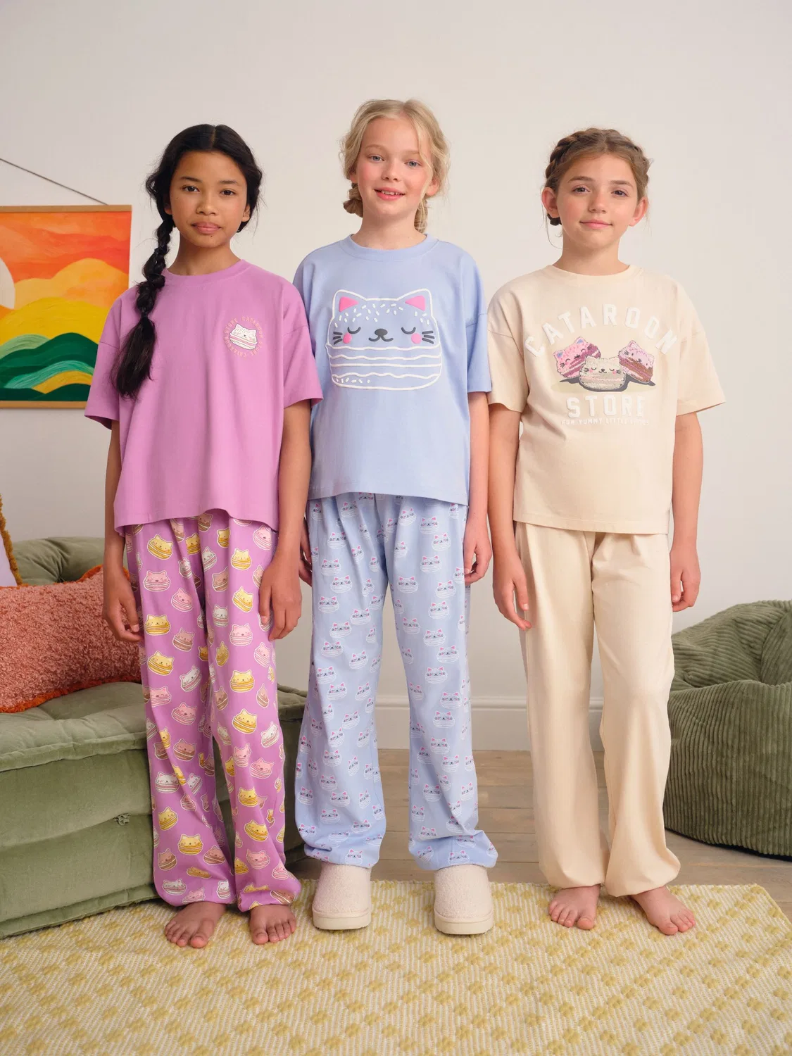 Пижама 3 предмета, с принтом, Blue/Pink Pyjamas 3 Pack Next, голубой/розовый
