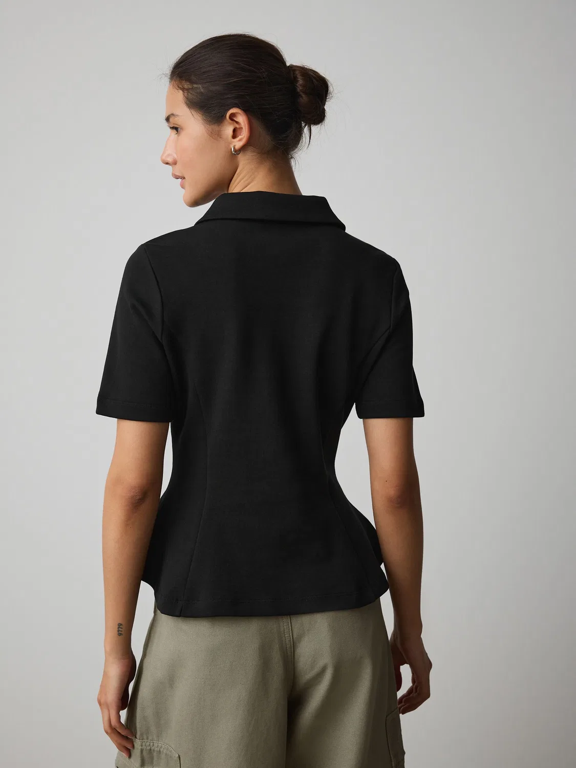 Футболка поло с пеплумом, короткий рукав Next, черный — фото 4
