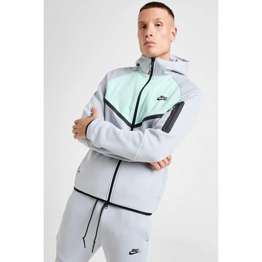 Свитшот мужской с капюшоном Tech Fleece Mix Full Zip Windrunner Hoodie Nike, Зеленый — фото 4
