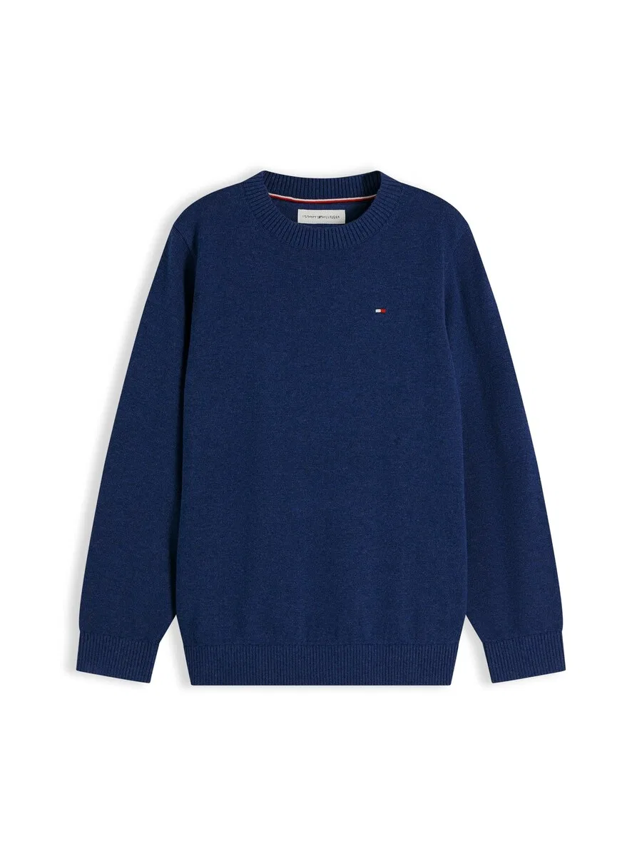 Свитер TOMMY HILFIGER 'Essential Flag Embroidery' темно-синего цвета
