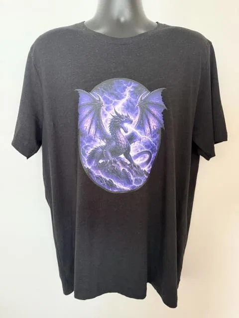 Мужская футболка с принтом Storm Dragon Graphic, тёмно-синий меланж — фото 3