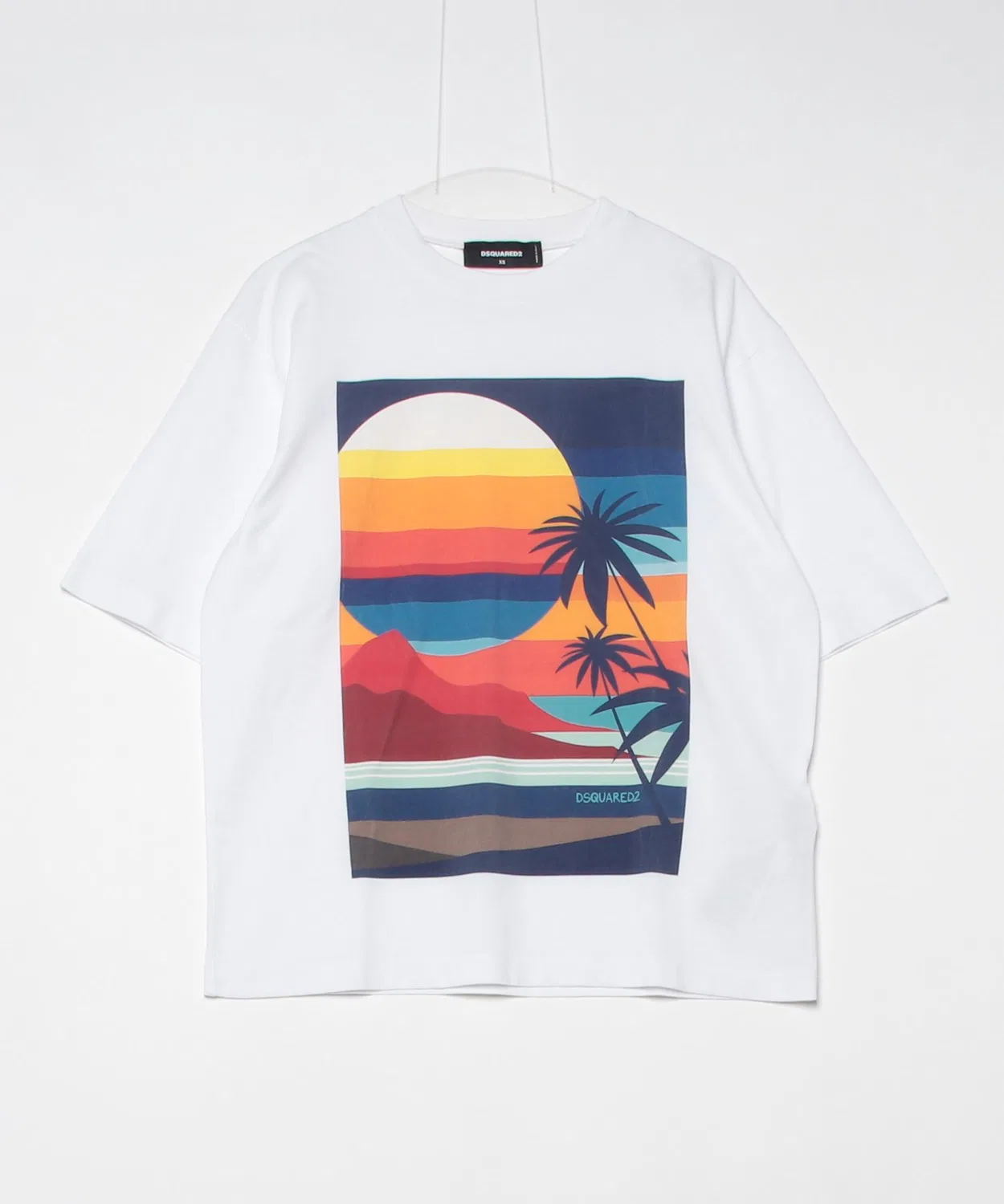 Мужская футболка свободного кроя с тропическим принтом Summer Lovers DSQUARED2, White
