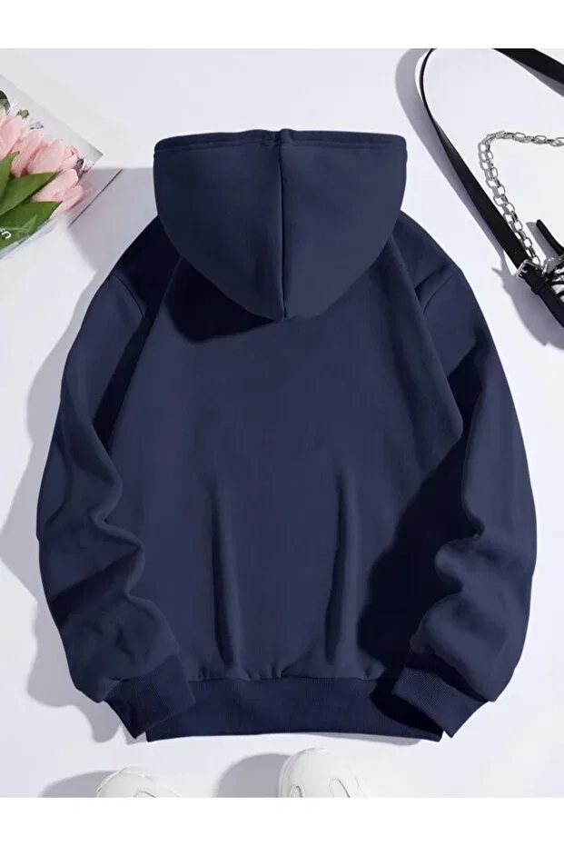 Детские свитшот для мальчиков с принтом Thick and hooded children's sweatshirt with coffee cups Serays Moda, Navy Blue — фото 2