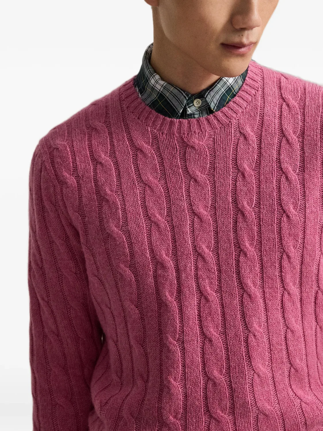 Polo Ralph Lauren Кашемировый свитер с косами - розовый — фото 3