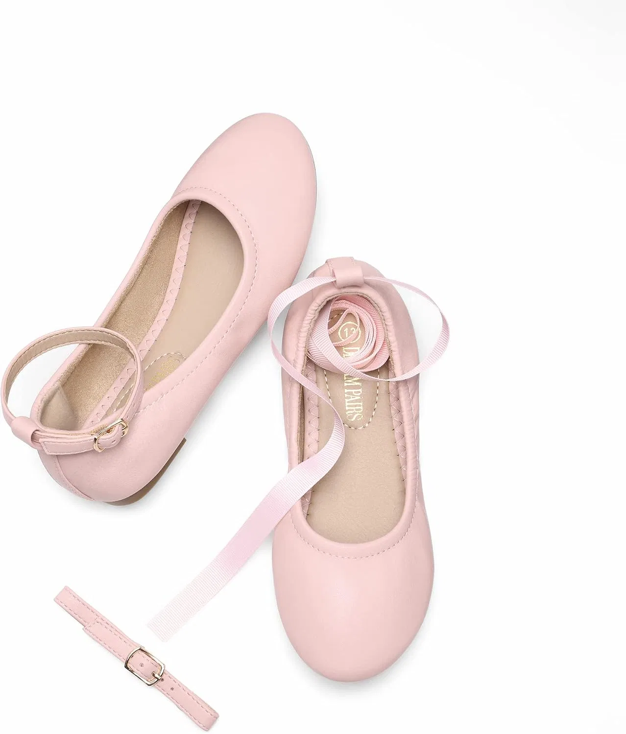 Детские балетки для девочек с ремешком на щиколотке DREAM PAIRS, Pink — фото 4