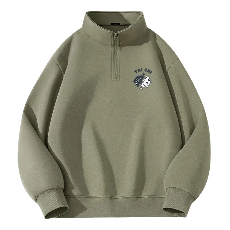 Детский свитшот унисекс с принтом MINISO, Gray Pea Green (Tai Chi Cat Chest Logo)