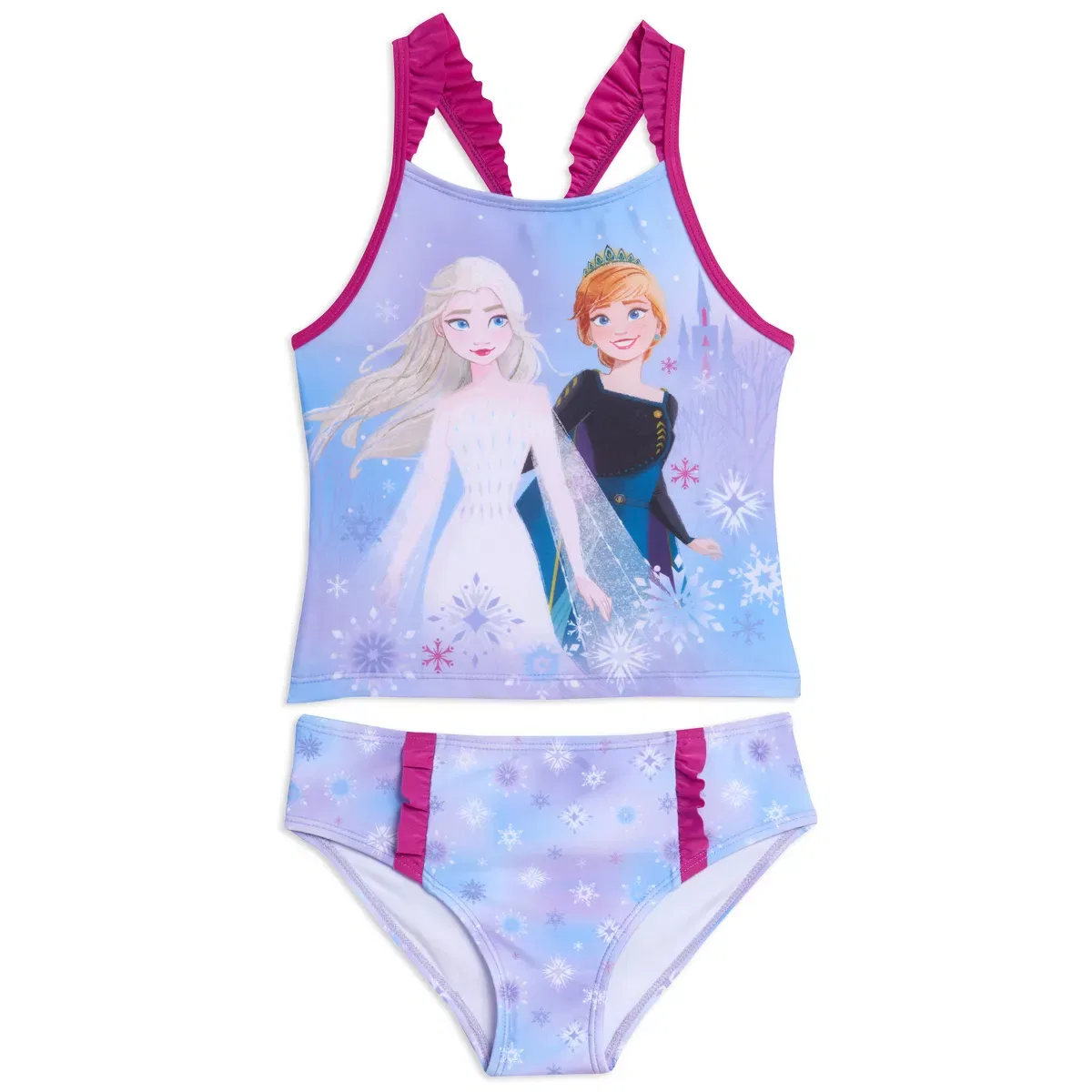 Детский танкини-комплект для девочек с принтом Disney Frozen Tankini Top and UPF 50+ Bikini Bottom Swim Set, Purple