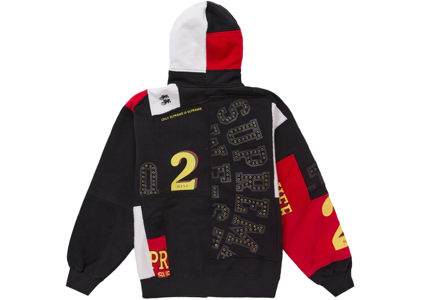 Мужской свитшот с капюшоном пэчворк Supreme, Black — фото 4