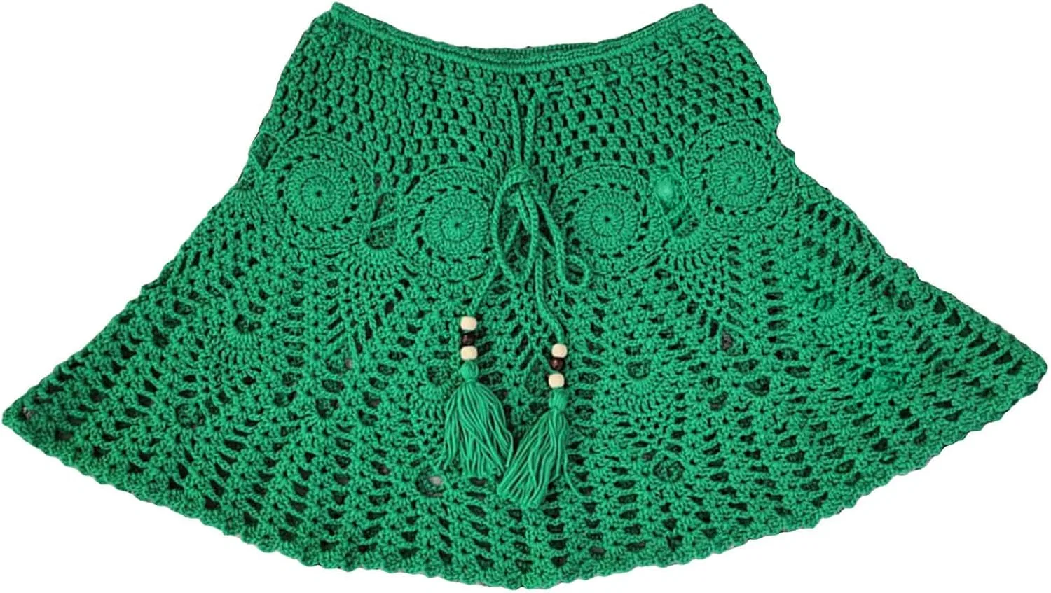 Женская вязаная пляжная юбка-накидка Crochet, Green — фото 3