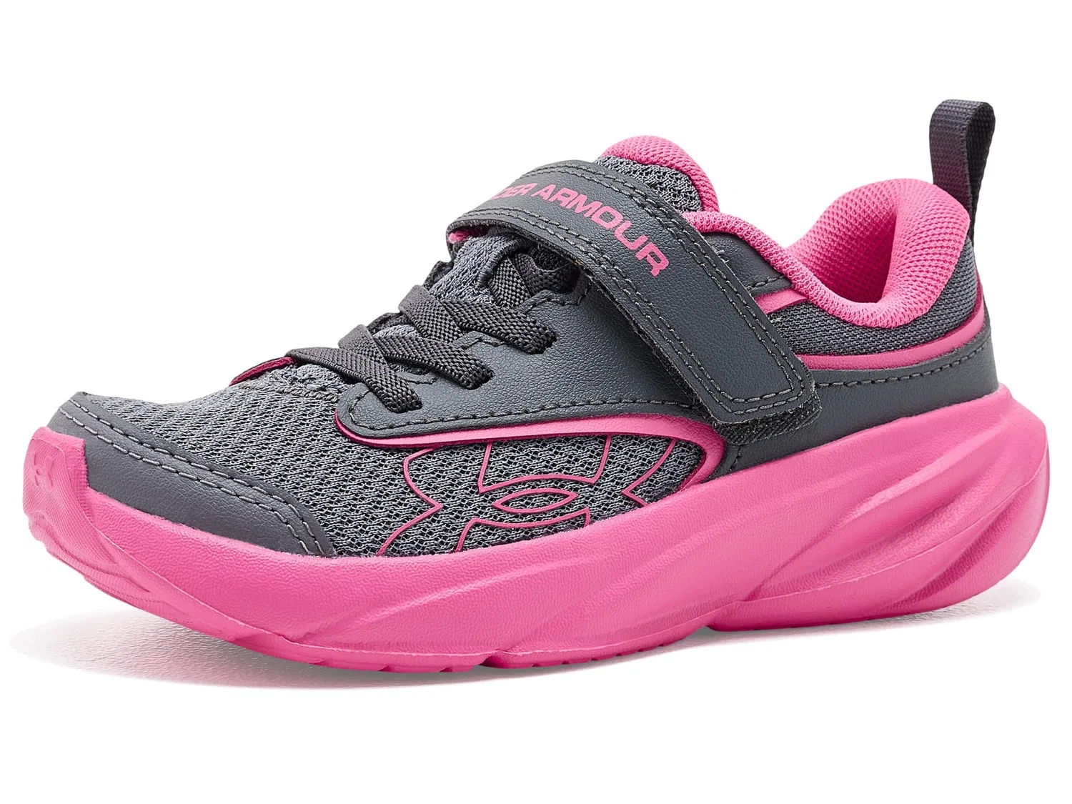 Детские кроссовки Pre School Surge 5 с альтернативной застежкой (для малышей) Under Armour Kids, Titan Gray/Pink Frenzy/Pink Frenzy — фото 2