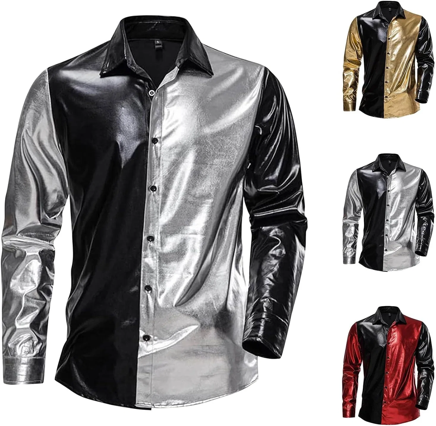 Мужская рубашка с длинным рукавом, принт, серый — фото 4
