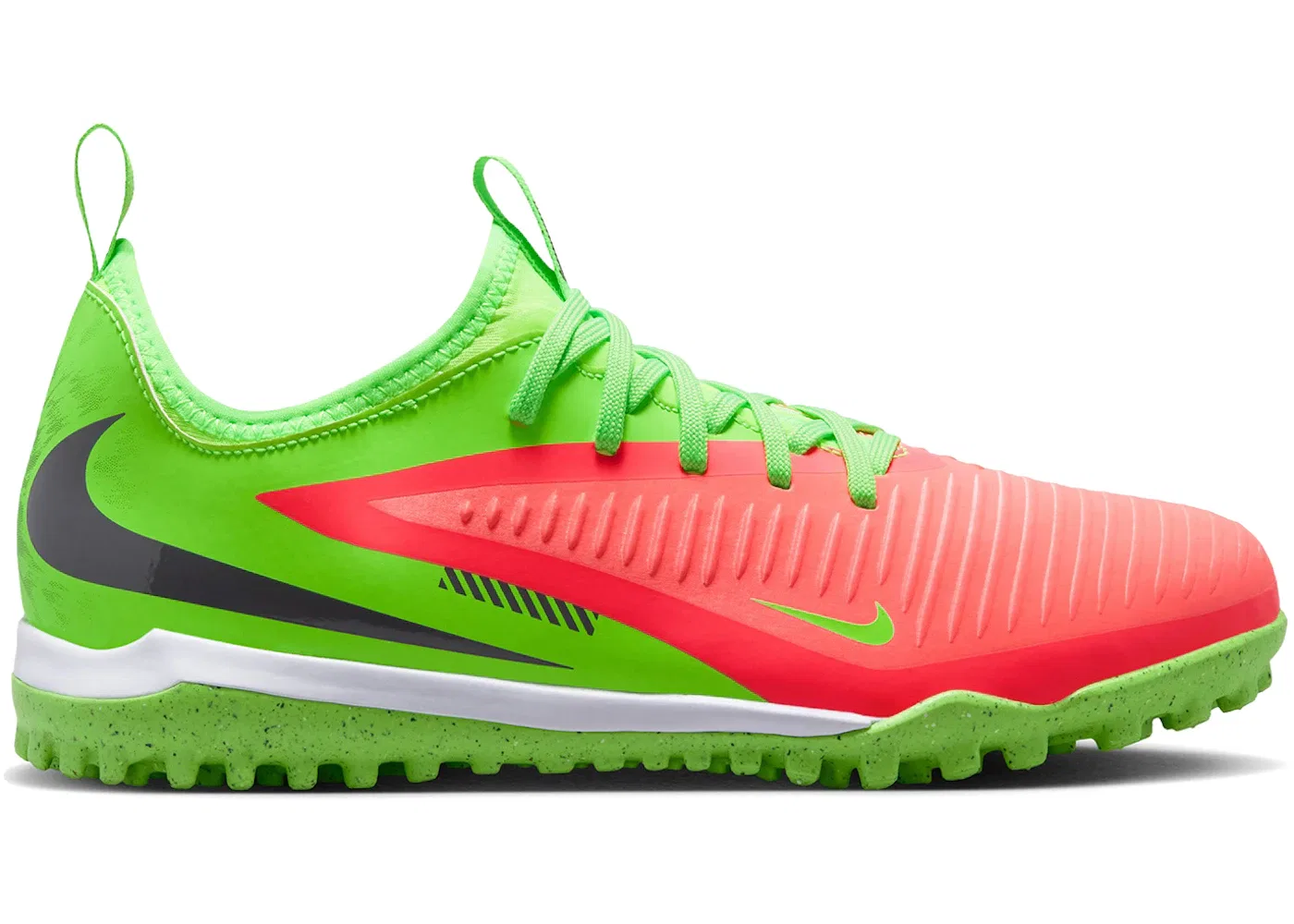 Детские кроссовки для футбола с шипами Nike Phantom 6 Low Academy TF Erling Haaland Harness Your Haaland (GS), Hot Punch Green Strike Black