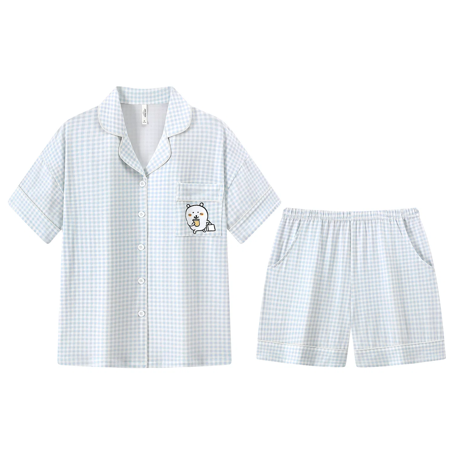 Детский комплект пижам с принтом Blue White Plaid, Gongdie