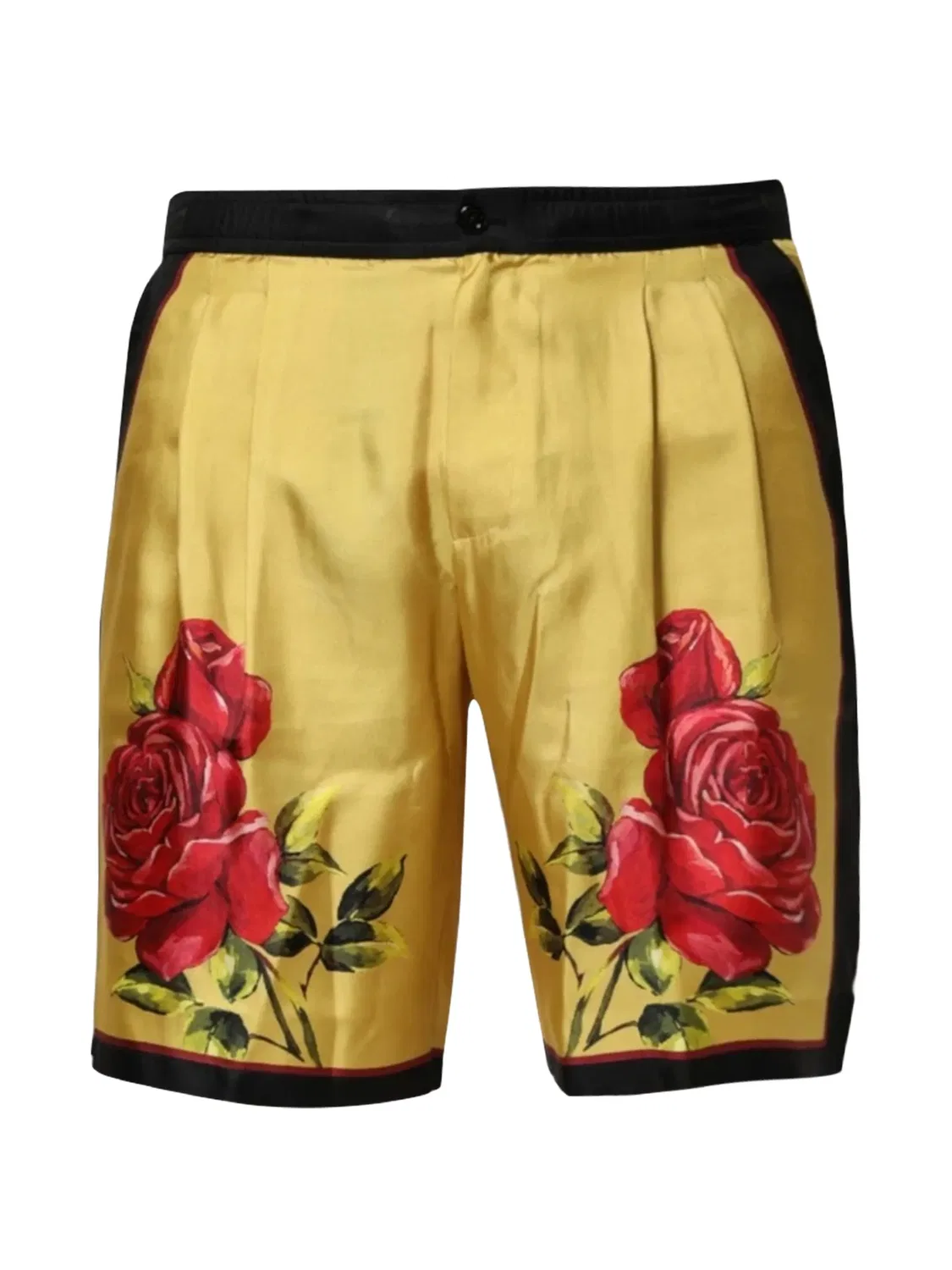 Шелковые шорты желтого цвета с принтом роз Dolce & Gabbana, желтый