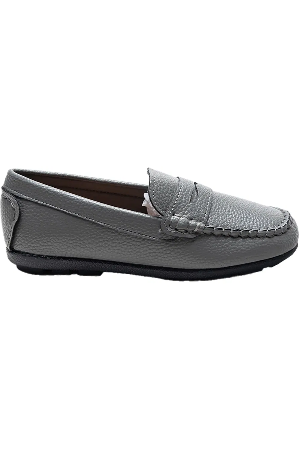Детские туфли лоферы на плоской подошве Leather Penny Loafers MOUSTACHE, серый — фото 2