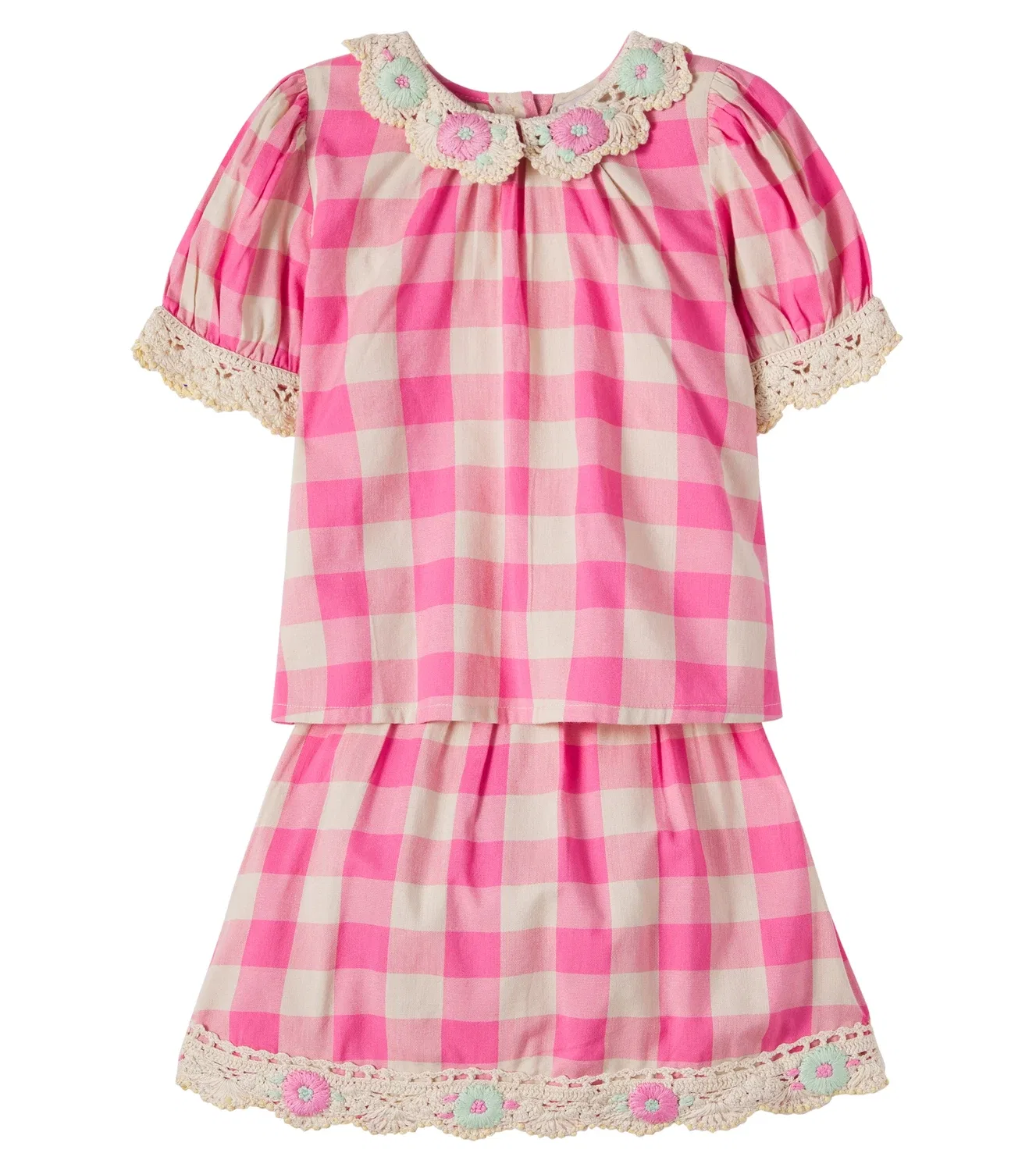 Комплект из топа и юбки в клетку Anais Bebe Organic, розовый