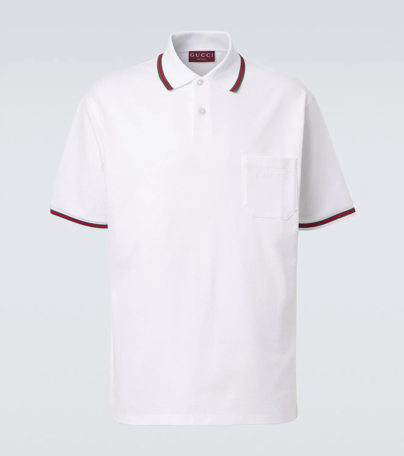 Поло из пике в хлопке с полосой Web Stripe GUCCI, белый