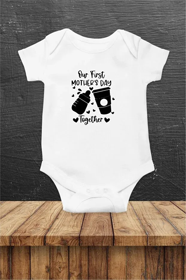 Детская футболка с принтом First Mother's Day Mother's T-Shirt, Baby Bodysuit Hediyenza, White — фото 4