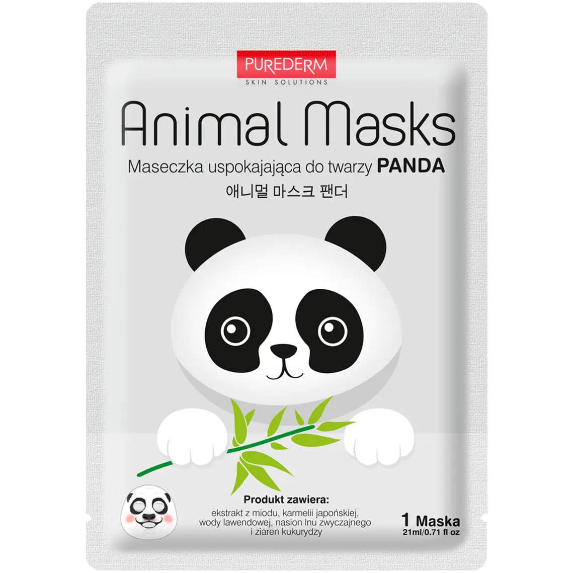 

Purederm Animal Masks Panda успокаивающая маска для лица, 1 шт.