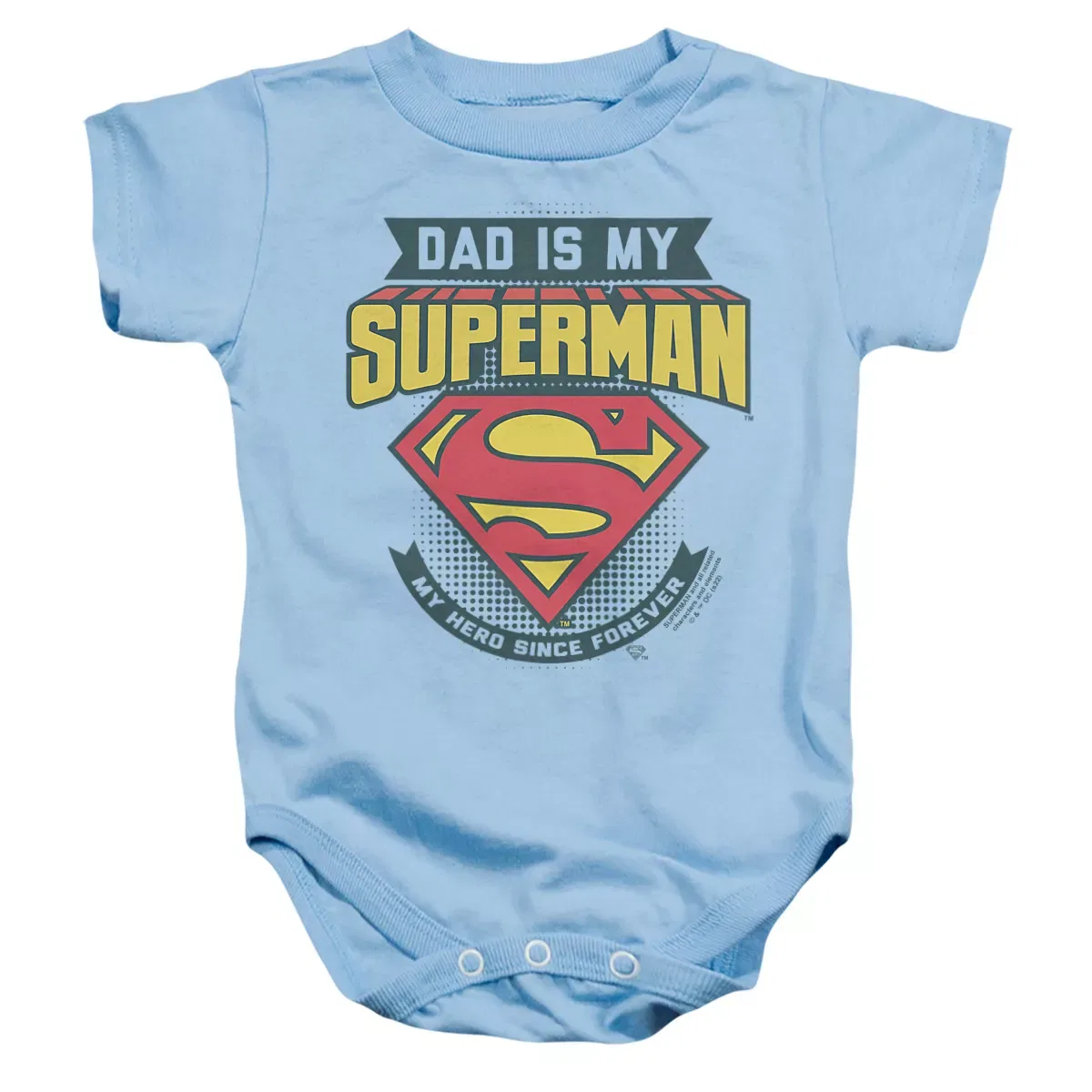 Детский боди-комбинезон с коротким рукавом с принтом Superman Dad Is My Infant, Superman, Light Blue