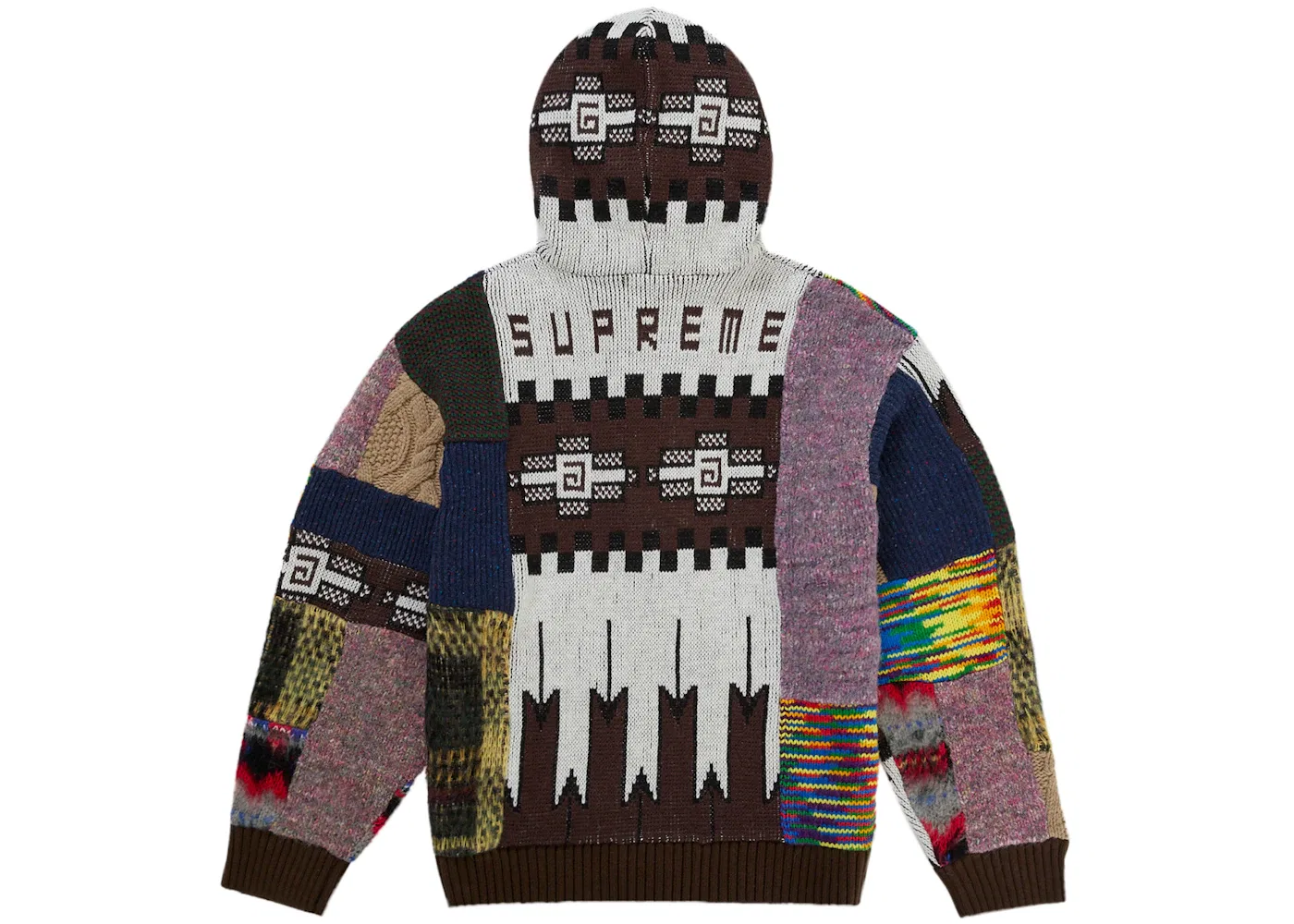 Мужской свитер с принтом Supreme Patchwork, Brown — фото 2